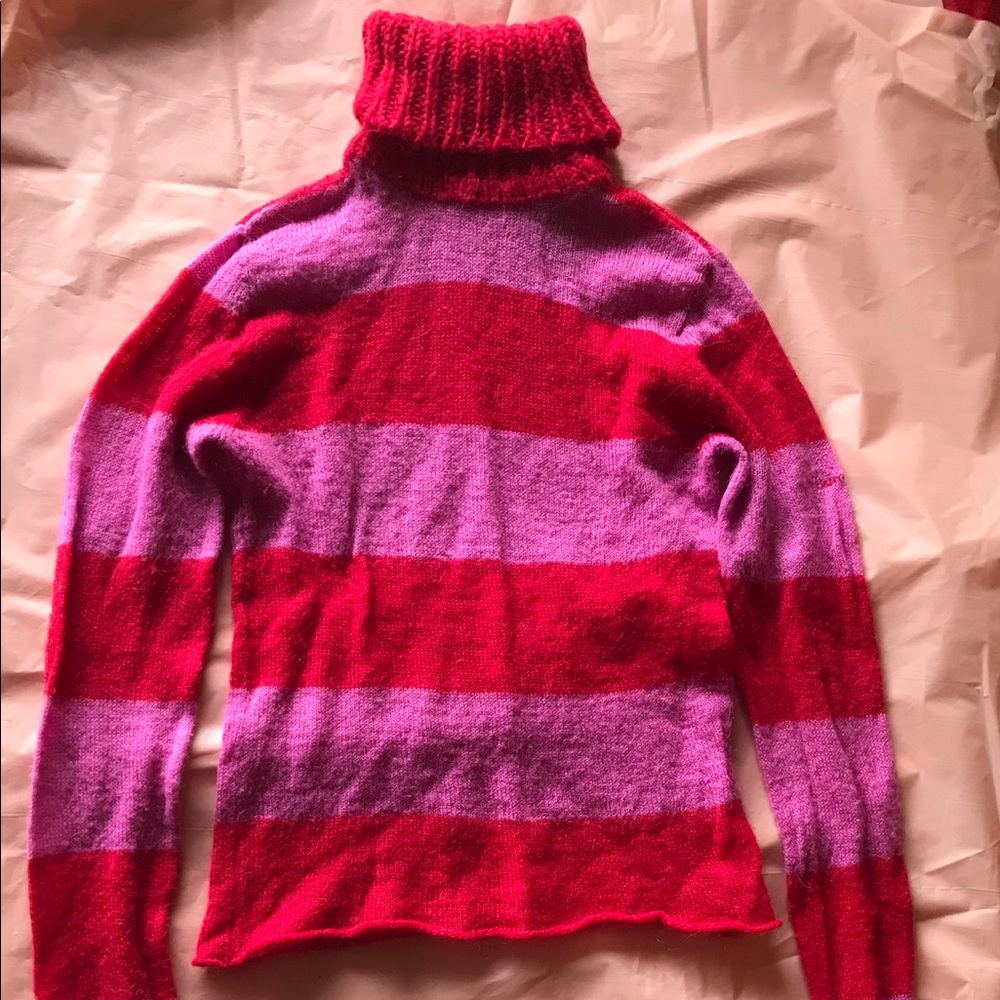 DKNY red and pink striped sweater XS juniors